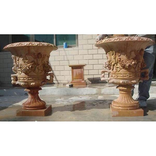 Beige Marble Urns  Pair